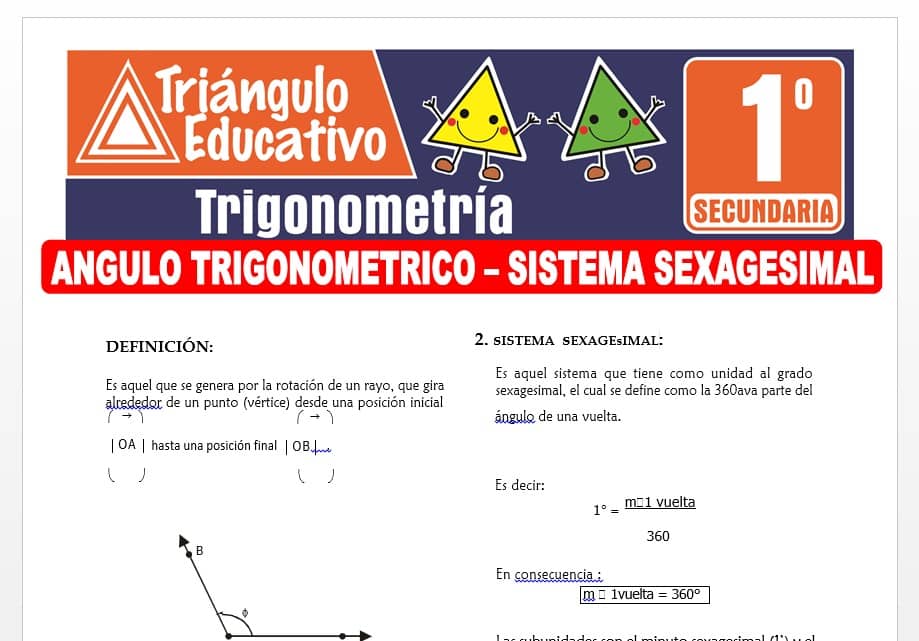 Ángulo Trigonométrico – Sistema Sexagesimal para Primer Grado de Secundaria