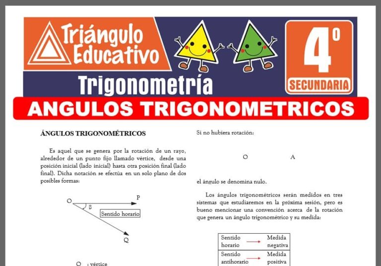 Ángulos Trigonométricos para Cuarto de Secundaria – Fichas GRATIS