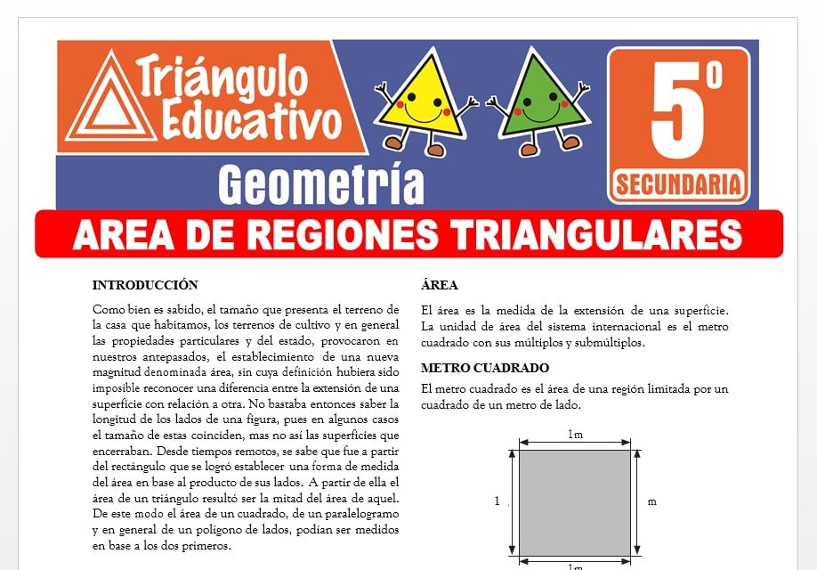 Área de Regiones Triangulares para Quinto Grado de Secundaria