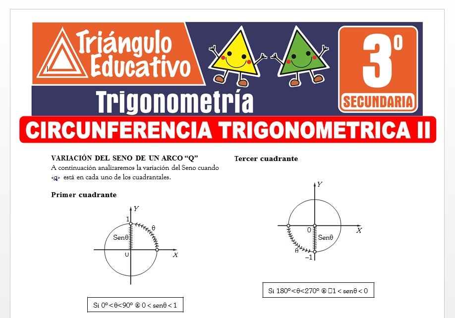 Circunferencia Trigonométrica II para Tercer Grado de Secundaria