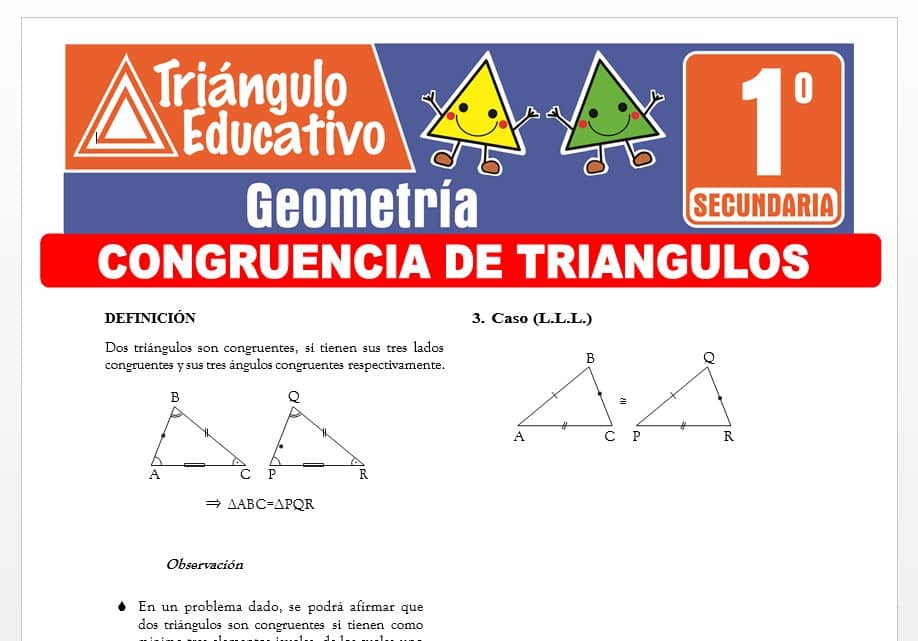 Congruencia de Triángulos para Primer Grado de Secundaria