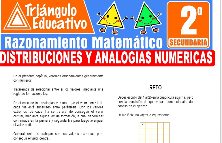 Ficha de Distribuciones y Analogías Numéricas para Segundo Grado de Secundaria