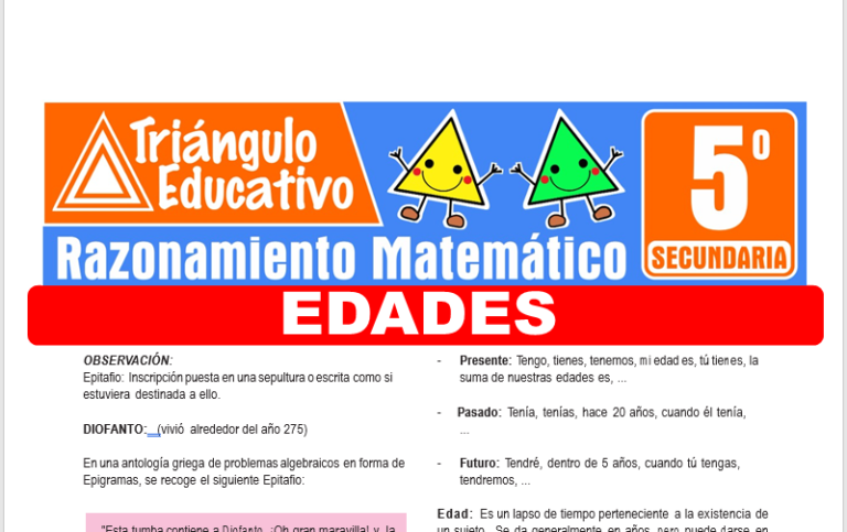 Edades para Quinto de Secundaria – Fichas GRATIS