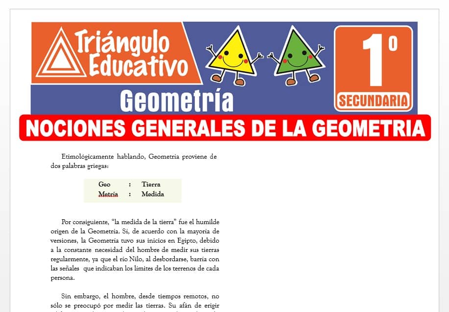 Nociones Generales de la Geometría para Primer Grado de Secundaria