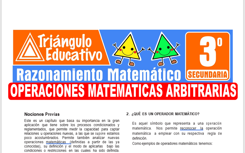 Ficha de Operaciones Matemáticas Arbitrarias para Tercer Grado de Secundaria