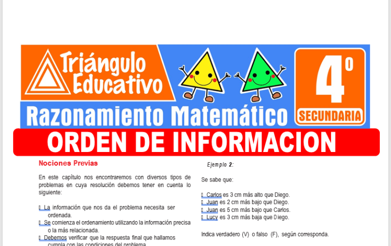 ᐈ Razonamiento Matemático para Cuarto de Secundaria – 16 Fichas