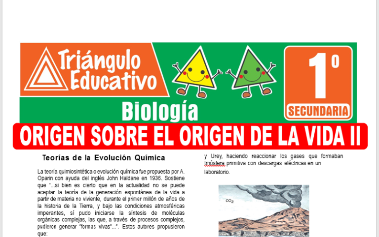 Origen sobre el origen de la vida II para Primero de Secundaria