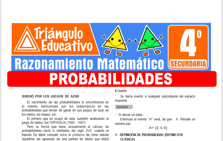 Probabilidades para Cuarto de Secundaria – Fichas GRATIS