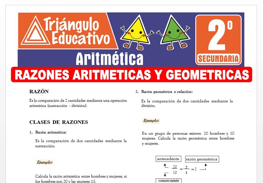 Razones Aritméticas y Geométricas para Segundo Grado de Secundaria