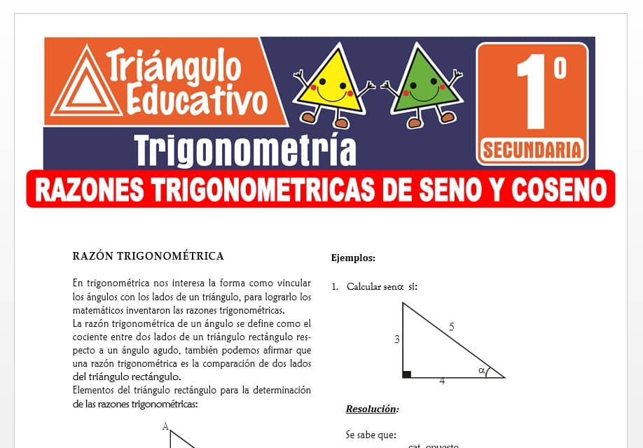 Razones trigonométricas de Seno y Coseno para Primer Grado de Secundaria