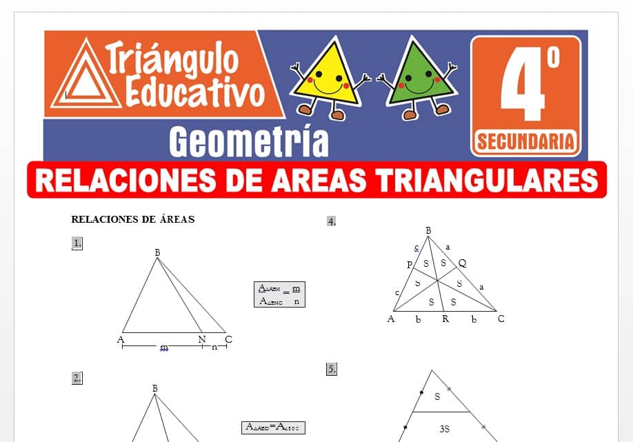 Relaciones de Áreas Triangulares para Cuarto Grado de Secundaria