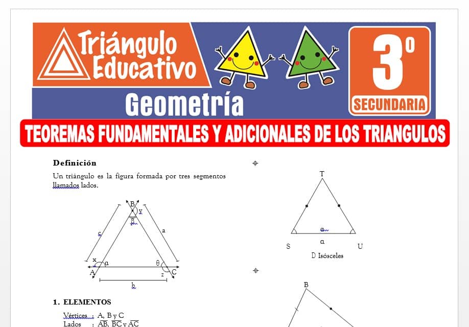 Teoremas Fundamentales y Adicionales de los Triángulos para Tercer Grado de Secundaria